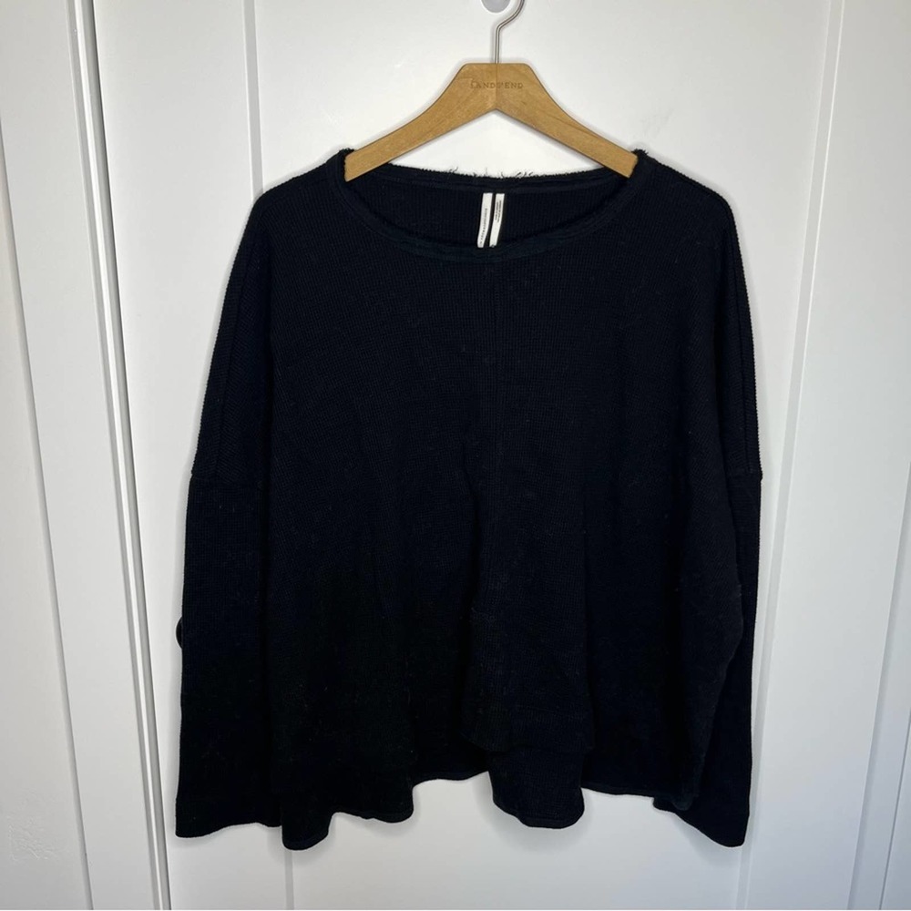 Anthropologie Black Relaxed Crewneck Sweater